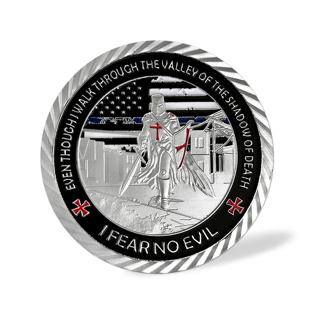 Police Blue Lives Matter Challenge Coin Law Enforcement Shiny Armor Collectible/gift for Him for father decowoodo