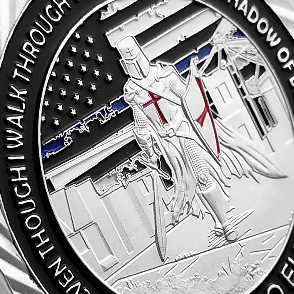 Police Blue Lives Matter Challenge Coin Law Enforcement Shiny Armor Collectible/gift for Him for father decowoodo