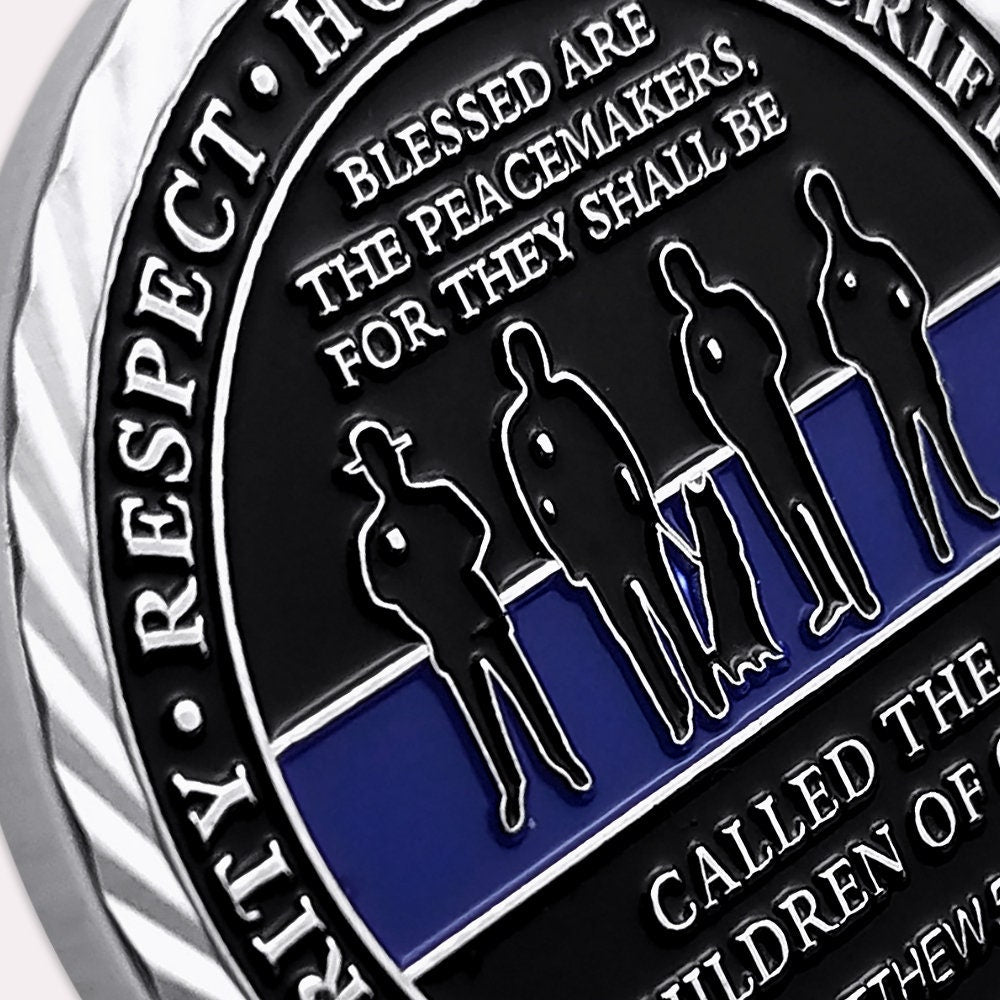Police Blue Lives Matter Challenge Coin Law Enforcement Shiny Armor Collectible/gift for Him for father decowoodo