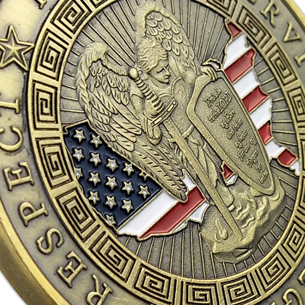 Police Officers Motto Blue Lives Matter the Whole Armor of GOD Challenge Coin/gift for Him for father decowoodo