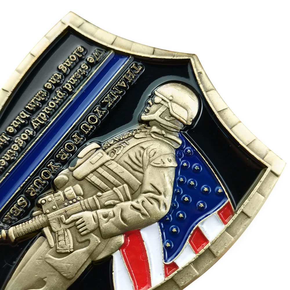 Blue Lives Matter Challenge Coin St Michael Saint of LEO Shield Badge/gift for Him for father decowoodo