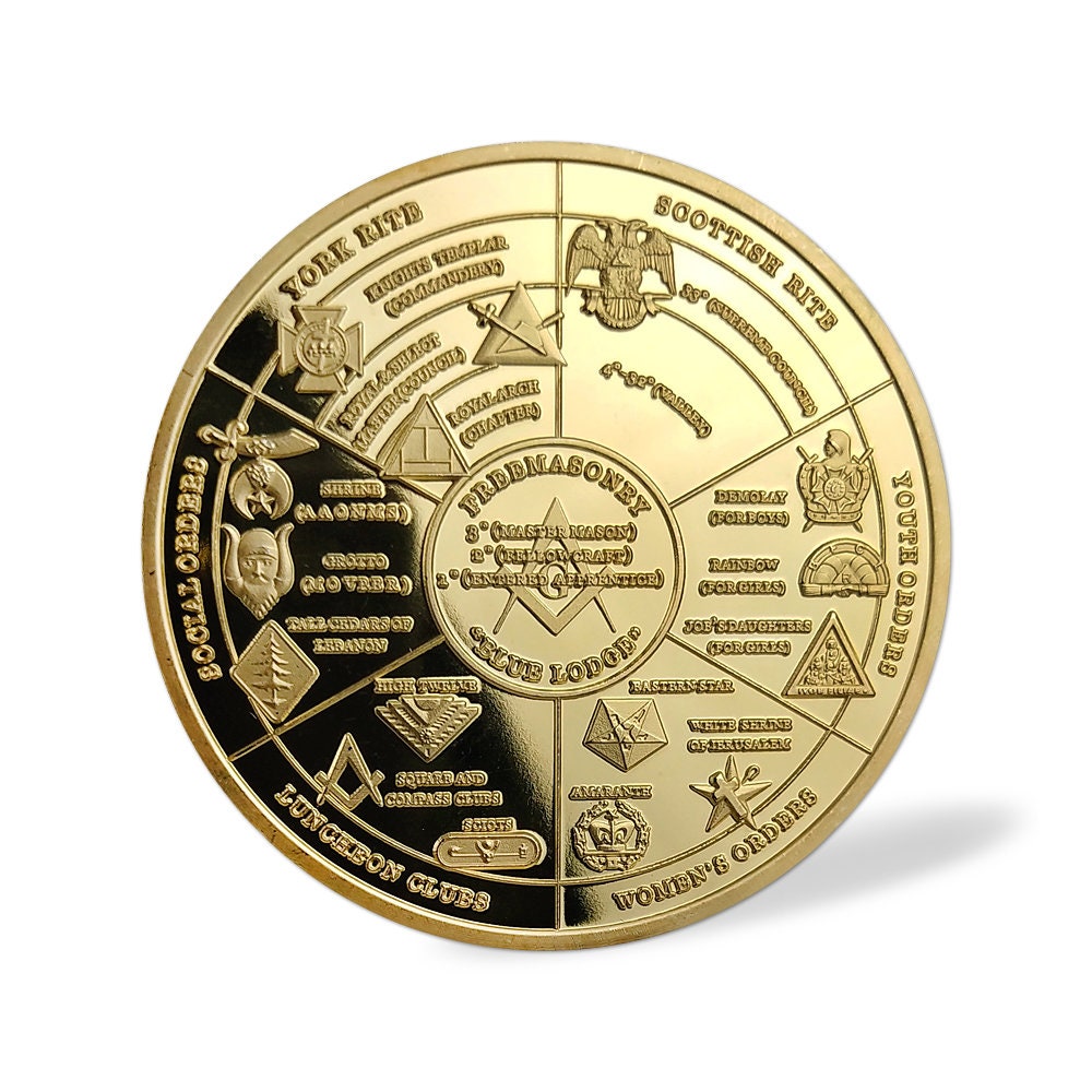 Masonic Challenge Coin Grand Lodges Freemasons Brotherhood Collectible Badge decowoodo