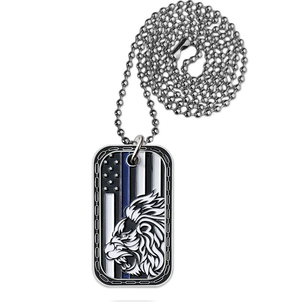 LEO Challenge Coin A Thin Blue Line Dog Tag Police Lion Featured Collectible decowoodo