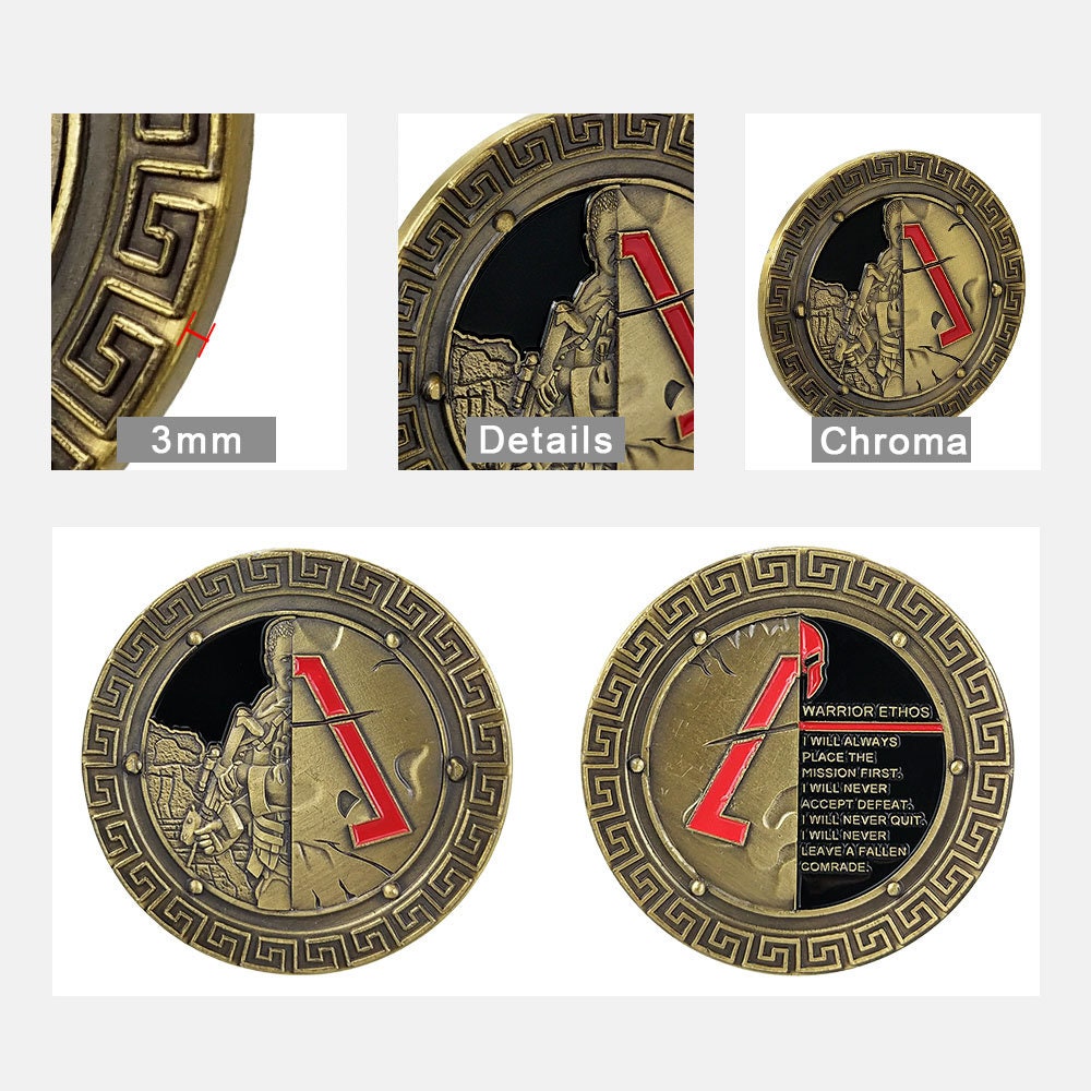 Soldier Brave as Spartan Challenge Coin Warrior Ethos Military Collecitble Coins/gift for Him for father decowoodo