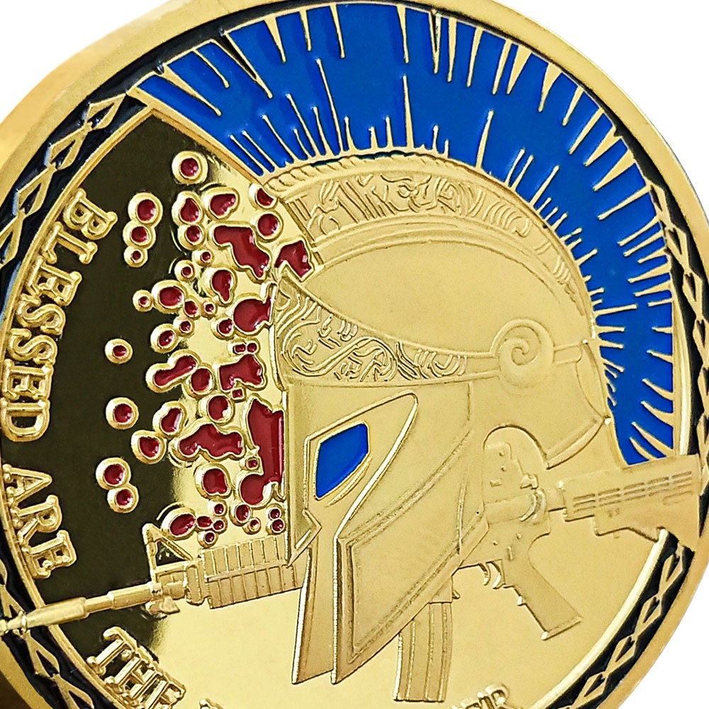 Blessd Are the Peacemaker Police Challenge Coin Thin Blue Line Spartan Spirit/gift for Him for father decowoodo