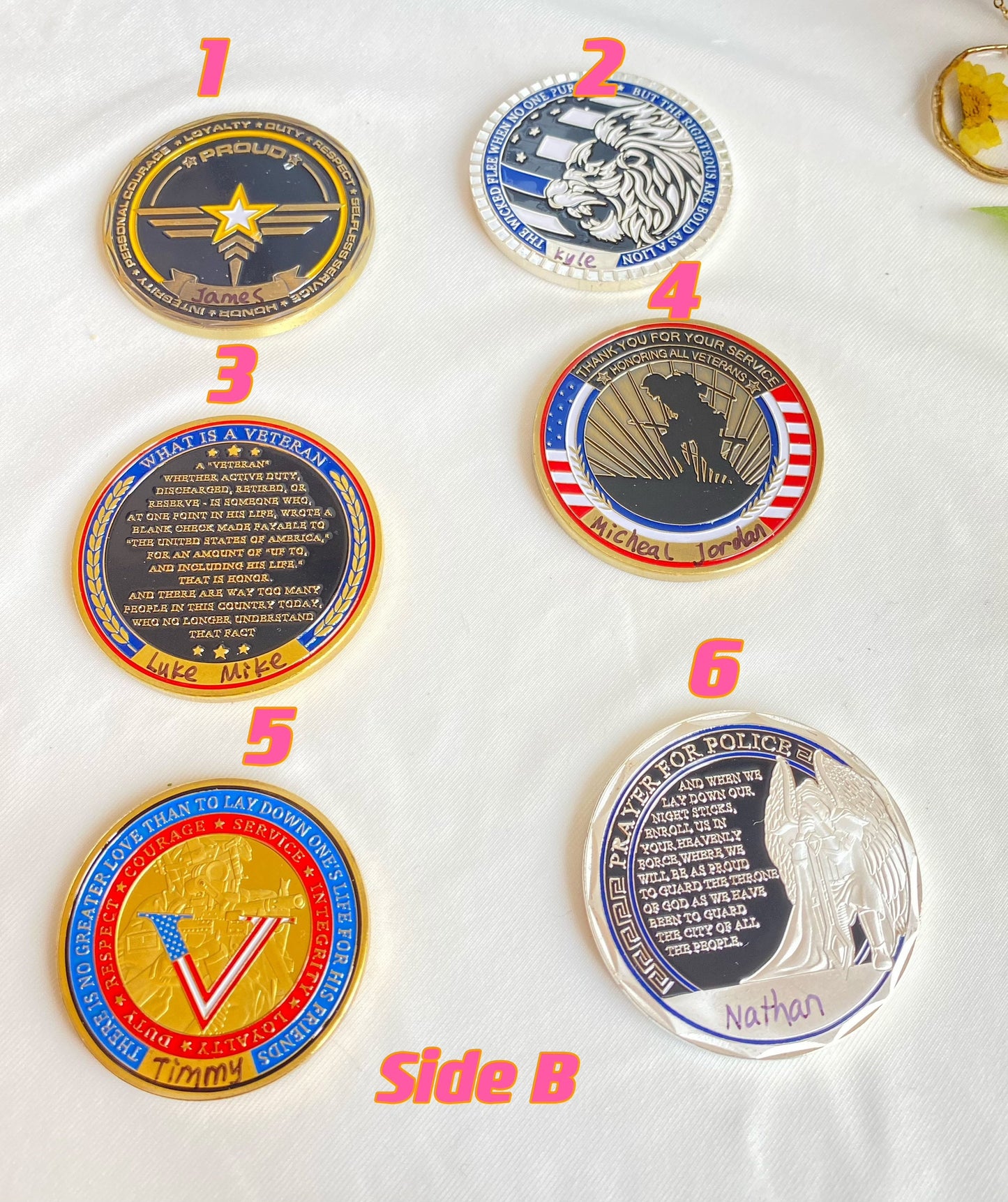 Personalized Names US Veteran Commemorative Flag Challenge Coin Military Thanksgiving Collectible/gift for Him for father decowoodo