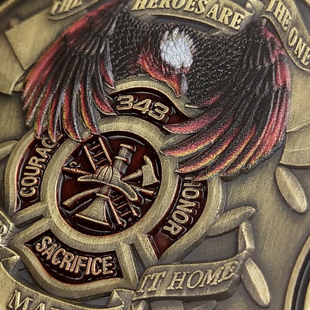 Firefighter 911 Commemorative Coin Fire Dept 343 Fallen Hero Challenge Coin/gift for Him for father decowoodo