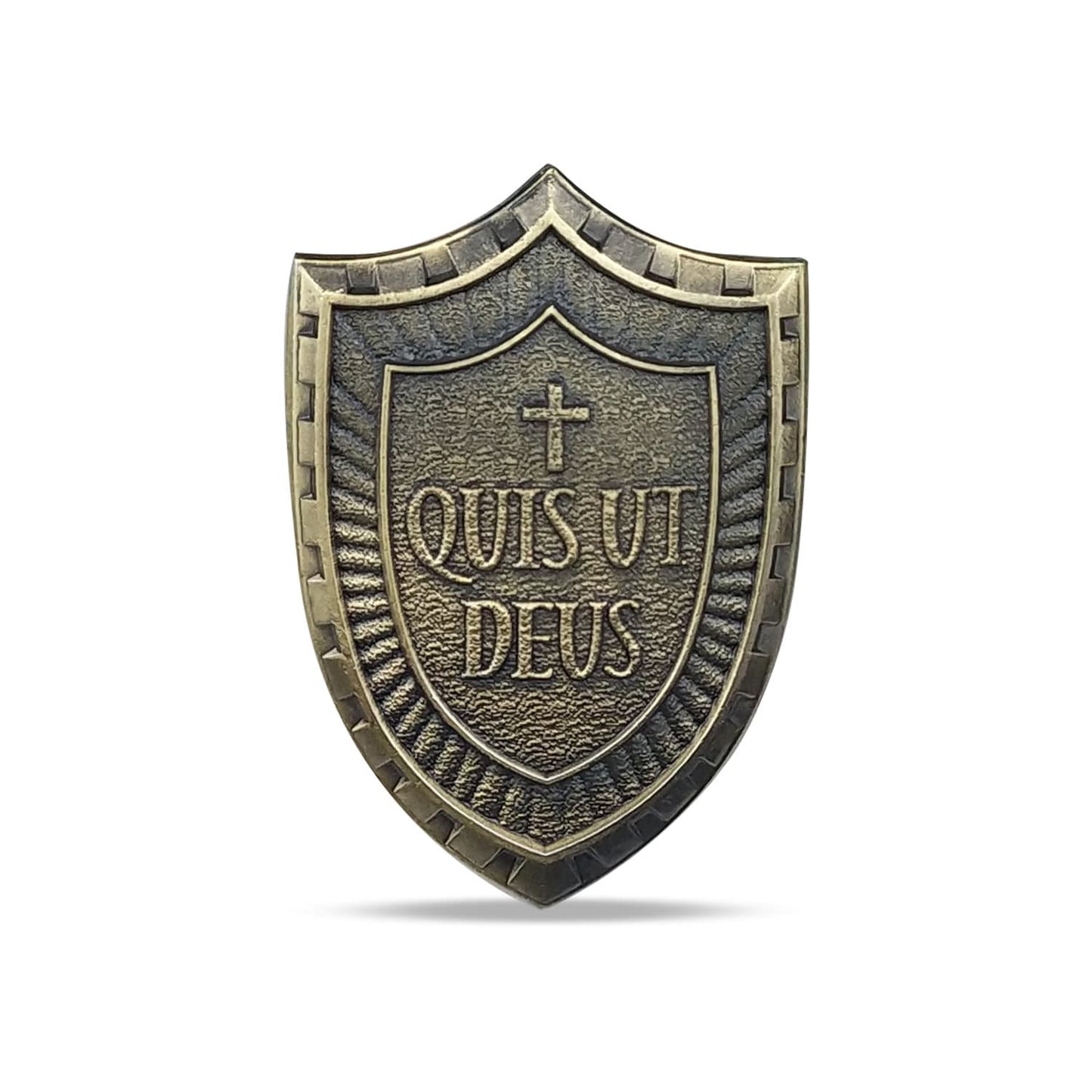 St Michael Patron Saint Challenge Coin QUIS UT DEUS Shield Badge Medallion/gift for Him for father decowoodo