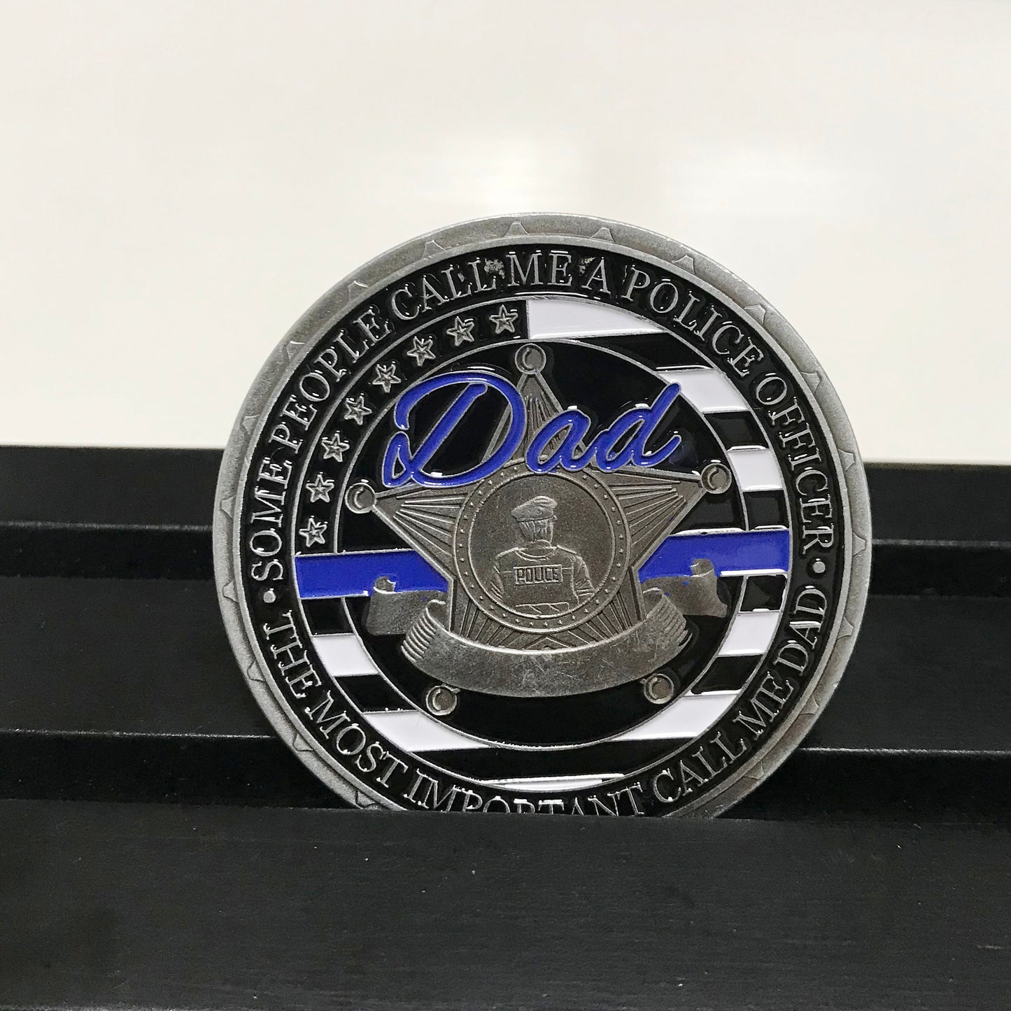 Police officer Dad Challenge coin Retirement graduation gift for him for father police officer's prayer Thin blue lives matter DecoWoodo