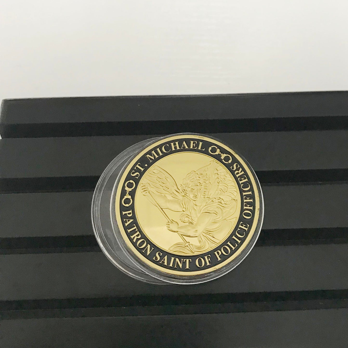 US Policeman Protector St. Michael Challenge Coin Police Officers Prayer Gold Coin Gift for Him/ Her/Father DecoWoodo