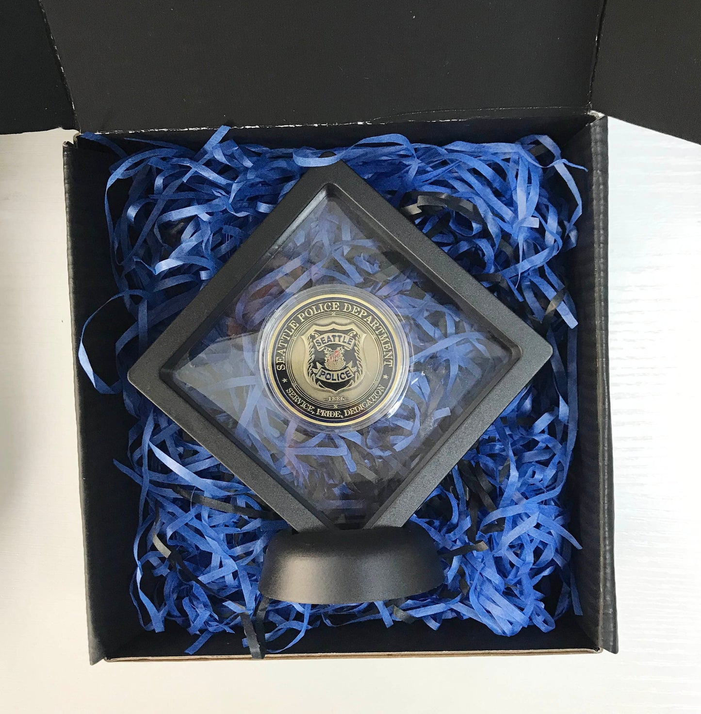 Police Challenge coin policeman officer gift for him police graduation retirement gift Seattle Police Department Police prayer DecoWoodo