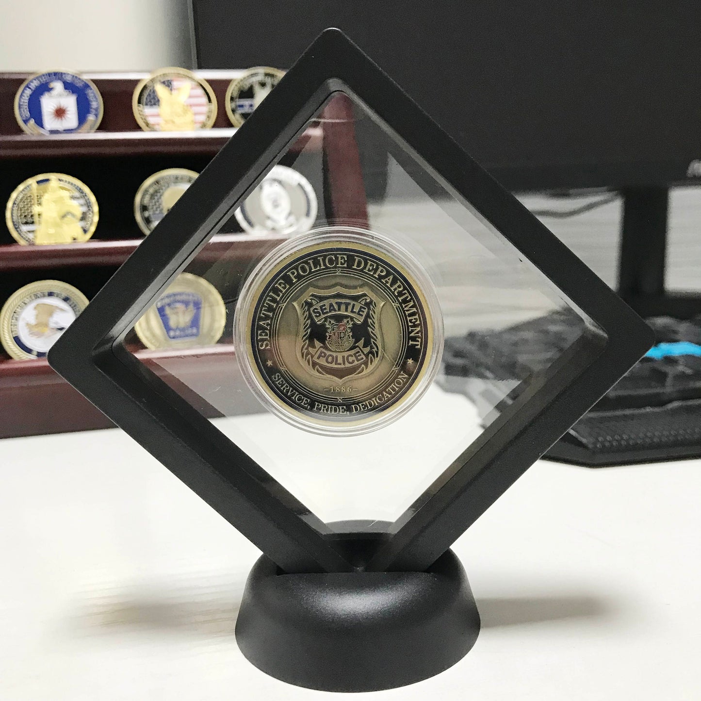 Police Challenge coin policeman officer gift for him police graduation retirement gift Seattle Police Department Police prayer DecoWoodo