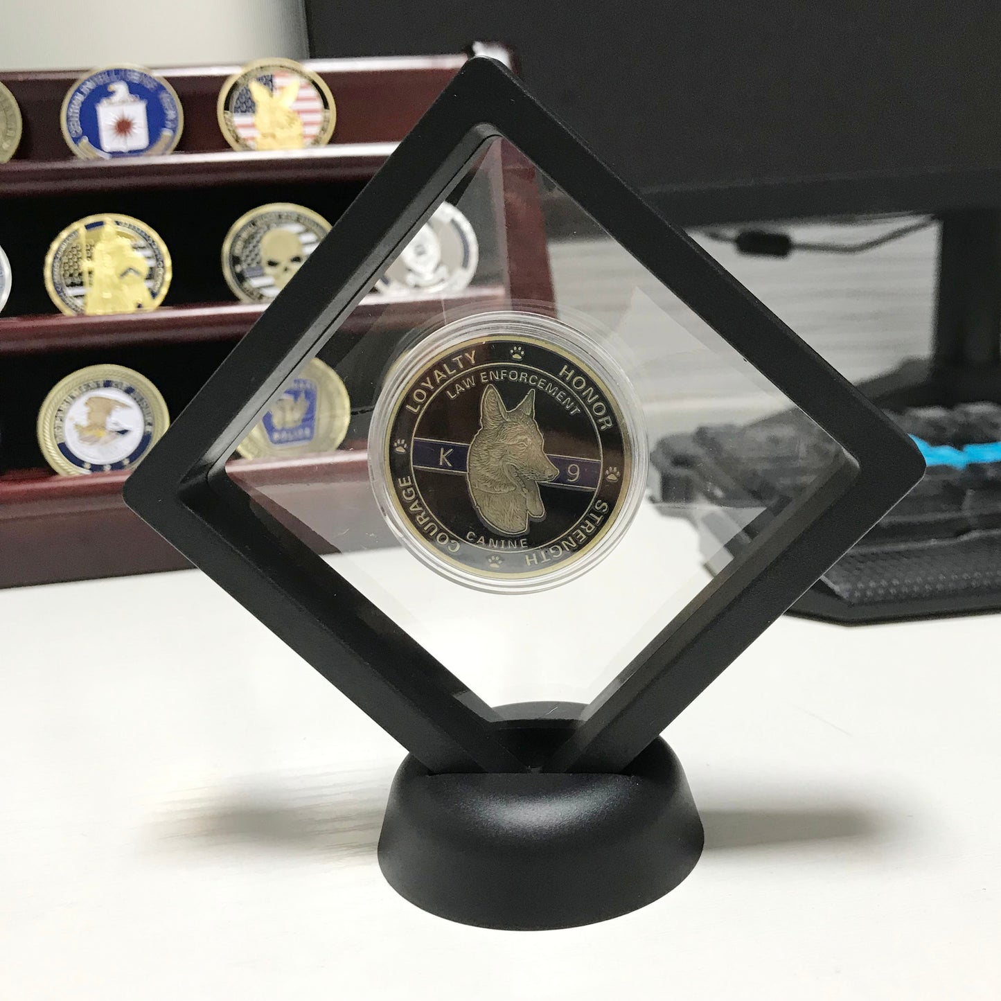 Law enforcement & K 9 Night Guardian Prayer Challenge Coin police sign Protector Medallion/gift for Him for father DecoWoodo