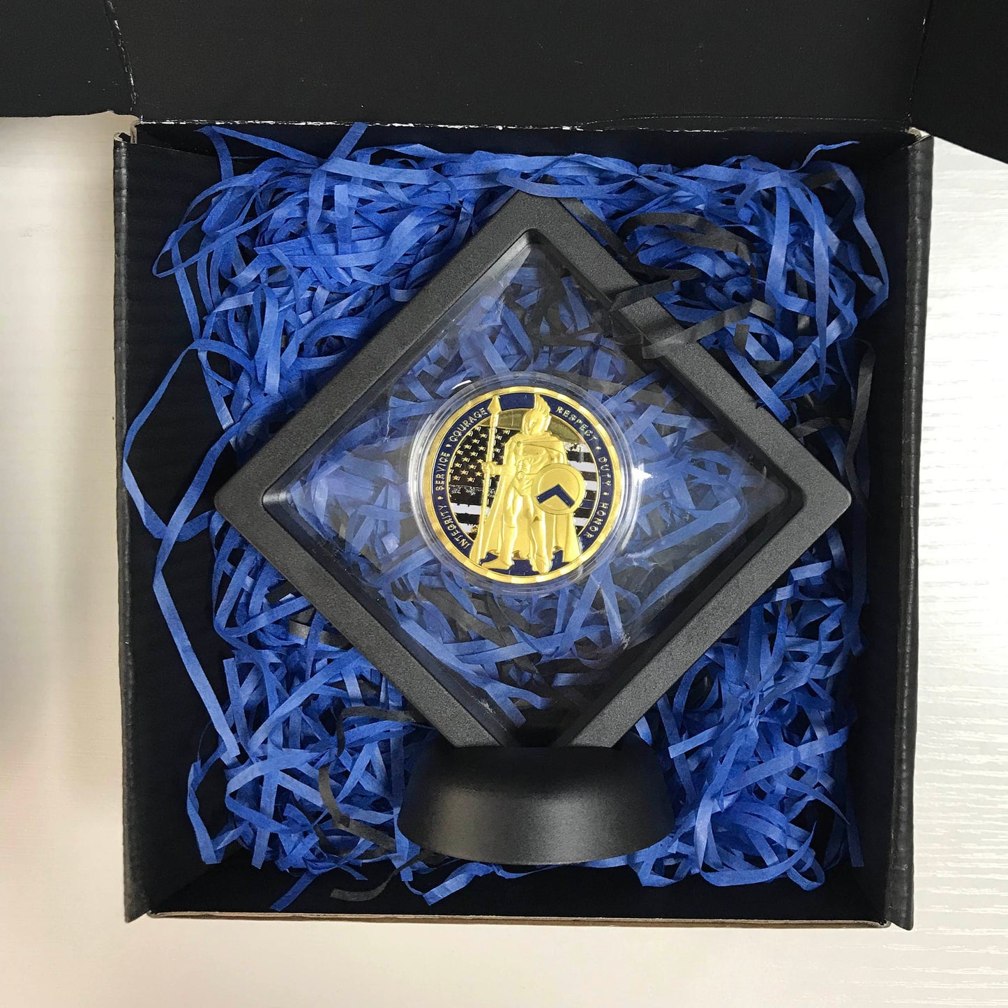 Police Officer Sparta Warrior Challenge Coin A Thin Blue Line Serve & Protect Thin Blue Line Serve Protect DecoWoodo