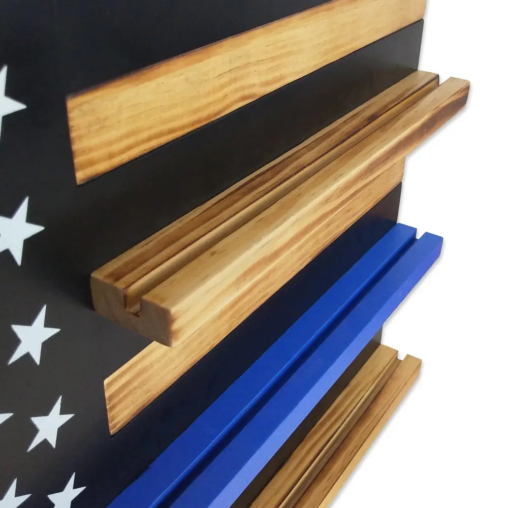 20" Thin Blue Line Flag Challenge Coin Display Wall Mounted Militaria Collectible Holder/gift for Him for father decowoodo
