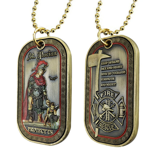 Firefighter Dog Tag St. Florian Patron Saint Challenge Coin Brotherhood Gift/gift for Him for father decowoodo