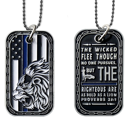 LEO Challenge Coin A Thin Blue Line Dog Tag Police Lion Featured Collectible decowoodo