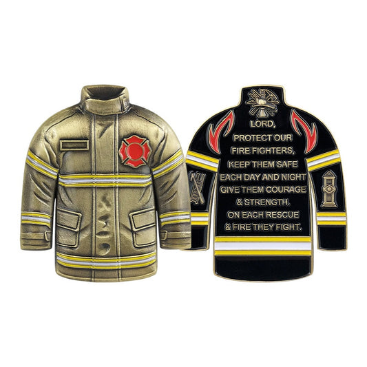 Firefighter Uniform Gear Shape Challenge Coin Fireman's Prayer Collectible Chip/gift for Him for father decowoodo