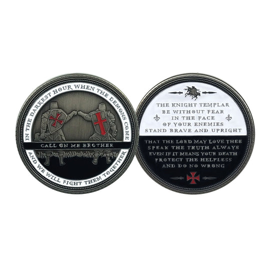 Knights Templar Brofist Challenge Coin Crusader Fight Together Collectible Coin/gift for Him for father decowoodo