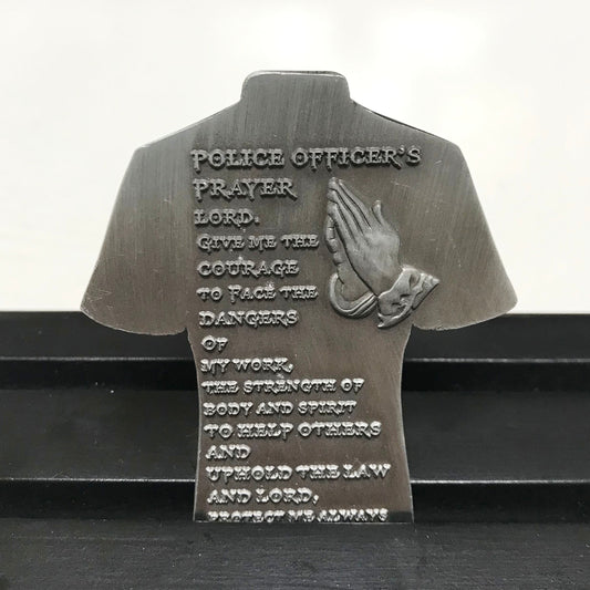 Police officer T-shirt Uniform Gear Shape Challenge Coin policeman's Prayer Collectible Chip gift for Him for father for husband DecoWoodo